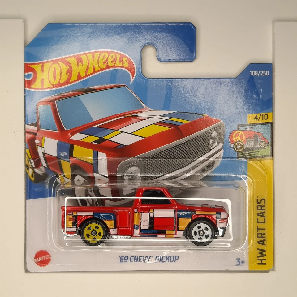 Hot Wheels Mattel 2022 '69 Chevy Pickup 108/250 HW Art Cars 4/10 - Immagine 1 di 1