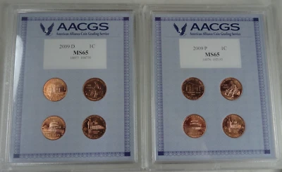 2009 P & D Lincoln Cents 8 Coins US Mint 1C BU Unc Red Plastic Slides - Image 1 of 3