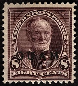 Guam - 1899 - 8 Cents Overprinted Violet Brown General Sherman Issue 7 Mint F-VF - Picture 1 of 1