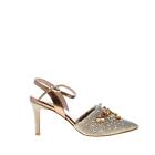 MARIA CRISTINA women shoes Beige fabric slingback pump with stones made in Italy