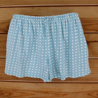 Pantalones Cortos de Salón Informales Rosa para Mujer Talla 1X Azul Claro Blanco Geométrico 100% Algodón Foto 1 de 4