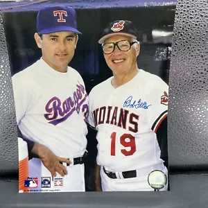 Rare Bob Feller / Nolan Ryan Cleveland Indians Signed 8x10 Photo w/COA - Picture 1 of 2