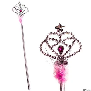 Prinzessin Zauberstab mit rosa Feder Boa Party Gastgeschenk Stab, Silber, 16" L - Bild 1 von 2