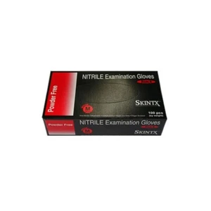 SKINTX Nitrile Disposable Gloves Small Box of 100 Examination Black Powder Free - Picture 1 of 1