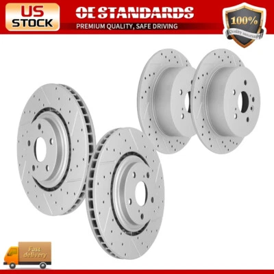 Rotores de freno de disco perforados delanteros traseros para Toyota Highlander 2008-2011 2012 2013 Foto 1 de 4