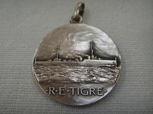 800 SILVER FOB MEDAL FRENCH DESTROYER NAMED R.E.TIGRE - Picture 1 of 1