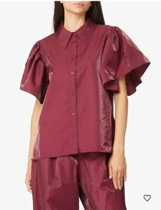 BNWT Stella Nova Burgundy Puff Sleeves Blouse Size 36 - Picture 1 of 18