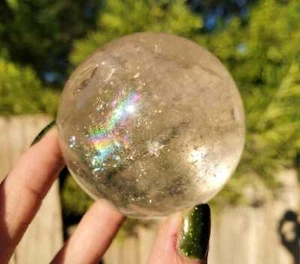 Clear Quartz Sphere w. Amazing Depth Rainbow A Grade | 270 Grams | 58mm - Picture 1 of 10