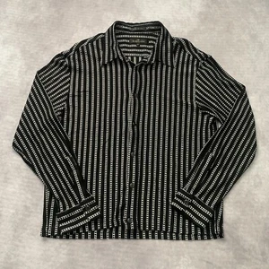 Bugatchi Mens Textured Shirt Size XL Made in Italy Diamond Pattern Black Striped - Picture 1 of 9