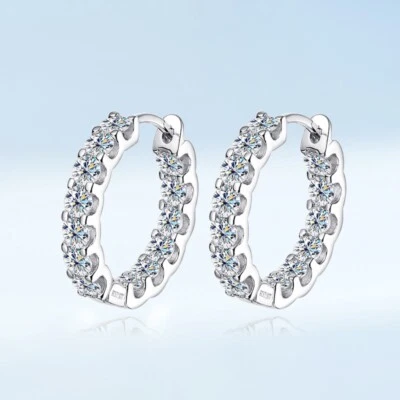 2.6cttw D VVS1 Moissanite Huggie Hoop Earrings for Women 18K White Gold Plated - Image 1 of 4