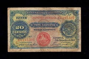 F.C. MOZAMBIQUE , LOURENÇO MARQUES , 20 CENTAVOS 1914 , B/C- (F-) , SUCIO , P.60 - Picture 1 of 2