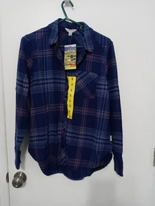 Orvis Damas Logan Cuadros Manga Larga Abotonada Azul Rosa Franela Pequeño Nuevo - Imagen 1 de 12