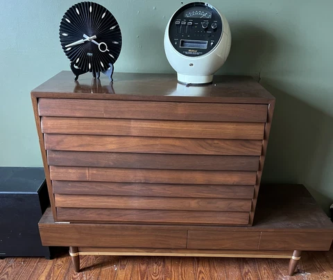 American of Martinsville Dania Mid Century Low Bench w/3 Drawer Server Box MCM Cover