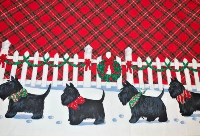 VTG Daisy Kingdom #1195 Black Scottie Dog Plaid Tartan Terrier Border BTY - Image 1 of 4