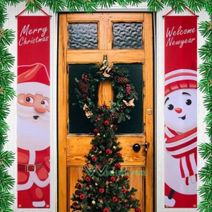 Merry Christmas Banner Flag Door Hanging Porch Sign Party Decor Xmas Ornament US - Picture 1 of 18