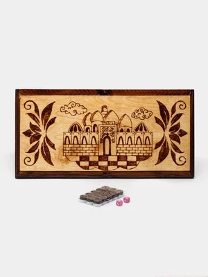 Exclusive Backgammon Handmade Eastern Style Historical Art Made by Wood Burning - Image 1 of 4