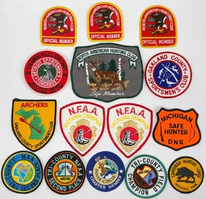 15 Archery Patches Michigan North American Hunting Club Life Member NFAA Detroit - Picture 1 of 5