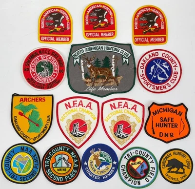 15 Archery Patches Michigan North American Hunting Club Life Member NFAA Detroit - Image 1 of 4