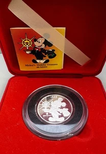 1989 Rarities Mint Mickey’s Holiday Treasures 1 Oz .999 Fine Silver Round  - Picture 1 of 9