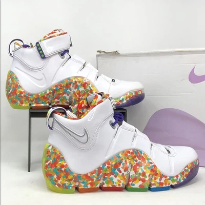 Nike Mens Zoom Lebron IV 4 Retro Fruity Pebbles DQ9319-100 Shoes - Size 9 - Image 1 of 4