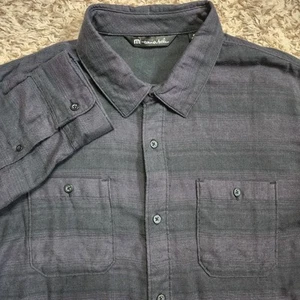 Travis Mathew Black Faint Striped Men Sz XL Long Sleeve Button Up Shirt - Picture 1 of 7