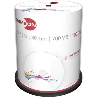 Primeon 2761106 CD-R 80 Rohling 700 MB 100 St. Spindel Bedruckbar - Bild 1 von 3
