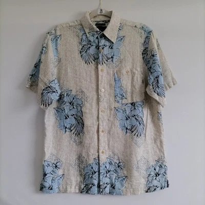 Marc Edwards Mens Multicolor Floral Hawaiian Washable Linen Button-Up Shirt Sz M - Image 1 of 4