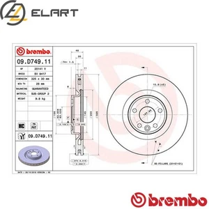 2x BRAKE DISC 09.D749.11 FOR LAND ROVER RANGE/VELAR PT204 2.0L 204DTY 2.0L 4cyl - Picture 1 of 7
