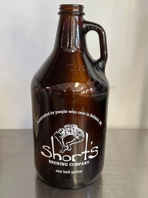 Beer Growler Amber Glass 64 oz Shorts Brewing Collectible - Image 1 of 4