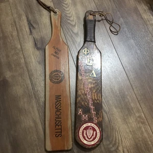 Pair Of Vtg Phi Sigma Delta Fraternity Paddles Univ Massachusetts 1970s - Picture 1 of 9