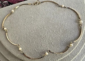 HG Art Deco Vintage 1/20 12k Gold Filled Rocailles Curved Bar Necklace - Bild 1 von 5