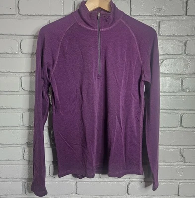 ibex Women's 100% Merino Wool Baselayer 1/4 Zip Purple Size L - Image 1 of 4