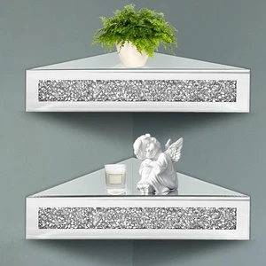 Royxen Corner Floating Shelves 2 Sets, Shelf Wall Mounted Crushed... - Picture 1 of 6