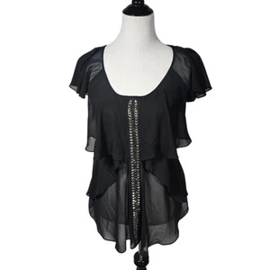 Bisou Bisou Medium Black Sheer Blouse - Picture 1 of 7
