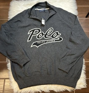 Polo Ralph Lauren Quarter-Zip Pullover Herren 4XB Grau Meliert Logostickerei Neu - Bild 1 von 6