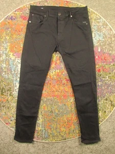 G Star Raw Jeans Mens 36x34 Black 3301 Slim Fit Tapered Button Fly Denim Pants - Picture 1 of 13