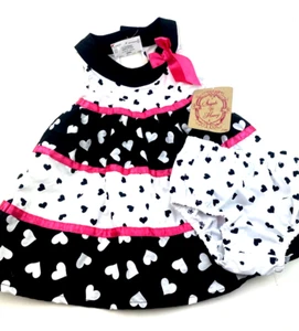 Baby Dress Girls Size 24m Matching 2pc Set Bottoms Children Kids Hearts Buttons - Picture 1 of 8