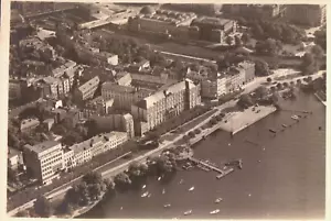 Cartolina fotografica AMBURGO veduta aerea, veduta aerea, riva sinistra dell'Alster, hotel ATLANTIC del 1930 - Foto 1 di 1