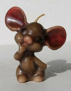 Mouse Figurine Wax Candle Dark Brown Wick Vintage Cute Cartoon Comic Style FIG - - Picture 1 of 1