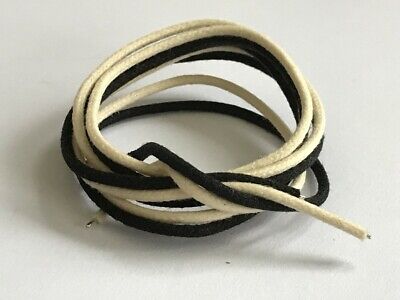 Guitar Wire 22awg Gauge Vintage Style Cloth Covered Black + White 1 Meter Each • 3.90£