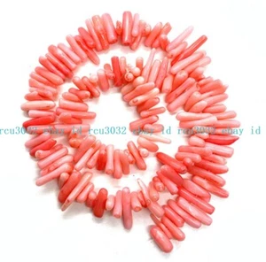 Wholesale red pink Natural Coral Gemstone Chip Loose Beads for make jewely 15" - Picture 1 of 13