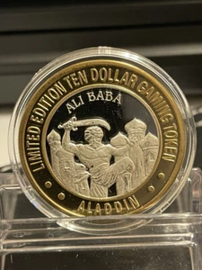 Aladdin Casino Silver Strike, Ali Baba, .999 Fine Silver +Brass ring, $10 Token - Picture 1 of 2