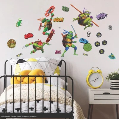 ROOMMATES DECOR Teenage Mutant Ninja Mayhem Characters Peel & Stick 33 Wall Stickers RMK5442SCS