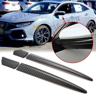 Fits Honda Civic 2016-2021 4PCS Carbon Fiber Mirror Rear View Molding Cover Trim — 第 1/4 张图片
