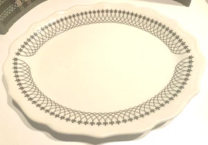 SYRACUSE RESTAURANT CHINA BLACK LACE FLEUR DE LYS SERVING PLATTER - Picture 1 of 10