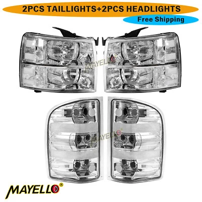 Juego de 4 luces traseras transparentes + faros para 07-14 Chevy Silverado 1500 2500HD 07-13 Foto 1 de 4