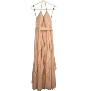 White by Vera Wang Ballet Pink Chiffon Ruffle Bridesmaid Dress 4 Wedding Party - Picture 1 of 10
