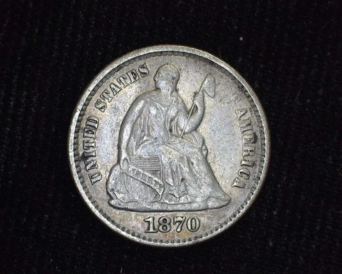 HS&C: 1870 Liberty Seated Half Dime VF - US Coin Cover