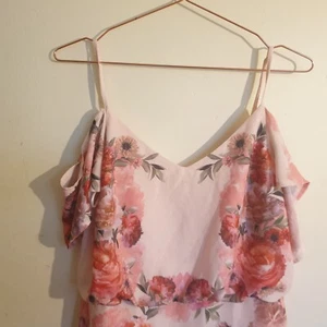 Oasis Blush Pink Floral Dress Sz 12 Cold Shoulder Pencil Chiffon New - Picture 1 of 7