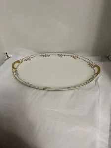 CH Field Haviland GDA Limoges bordo floreale rosa manico oro piatto grande 17"" - Foto 1 di 3